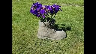 Садовый декор - бетонный ботинок. DIY.  concrete boot
