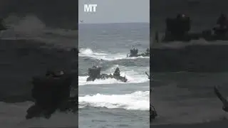 Watch Republic of Korea and U.S. Marines rush a beach during simulated amphibious assault