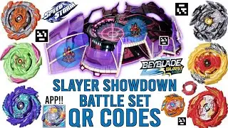 7 QR CODES SLAYER SHOWDOWN SET + RIPFIRE DEMISE HYPERION H6 QR CODE BEYBLADE BURST SURGE APP