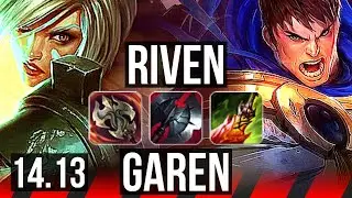 RIVEN vs GAREN (TOP) | Rank 3 Riven, 14/1/10, 55k DMG, 6 solo kills | EUW Grandmaster | 14.13