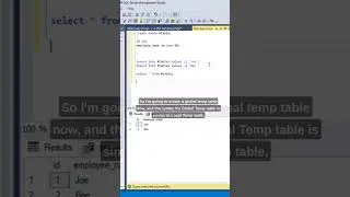 #SQL Local vs Global Temp Tables. #datascience #coding #mssql #sqltips #programing