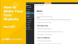Create an About Page | How to Make Your First Website with WordPress (Part 6/17)