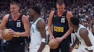 Nikola Jokic catching up with Anthony Edwards and Minnesota Timberwolves team before GAME 7..