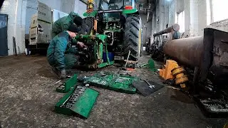 John Deere 6110B- сгорела муфта ВОМ (разбираем, дефектуем)/Замена сальника передней бортовой с 8430/