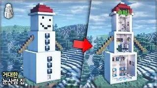 🎄 Minecraft Christmas Tutorial :: ☃️ Giant Snowman House (Snow Golem) 🏡