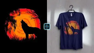 Retro Vintage Wolf T-Shirt Design for Redbubble in Photoshop Tutorial