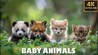 Baby Animals - Funny Moments of Young Animals🌿4K(60FPS) Relaxation Films with Bird sounds ♫