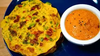 HEALTHY PROTEIN RICH VEGETABLE PANCAKE ( GLUTEN FREE) WITH RED CHUTNEY | Besan Chilla Recipe