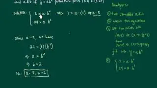 Find an Exponential Equation: Find a, b If y=ab^x Passes Through (0,3) and (3,24)