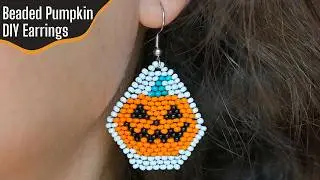 Beaded PUMPKIN Earrings  - HALLOWEEN Tutorial || FREE pattern