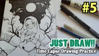 [Just Draw!!] Time Lapse of My Regular Drawing Practice #5 - Drawing Hijabi Girl - Junas Arts