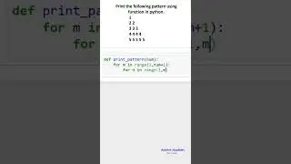 Print the following pattern using function in Python ( python for beginners )