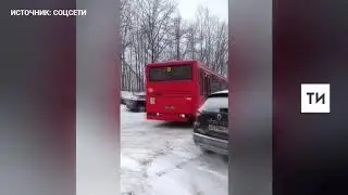 В Казани у РКБ автоледи на внедорожнике врезалась в автобус