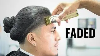 Man Bun Skin Taper Fade Haircut Tutorial