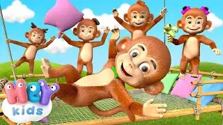 5 Petit Singe Saute Sur Le Lit 🐵 Comptines pour bébé - HeyKids