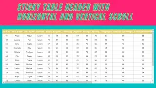 How to Create Sticky Table Header with Horizontal and Vertical Scroll using CSS3|Bootstrap (PART-1)