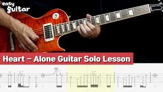 Heart - Alone  Guitar Solo Lesson With Tab (Slow Tempo)