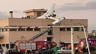 Retirada del avión Cessna F177RG Cardinal accidentado cerca del Aeropuerto de Sabadell (7-12-2018)