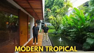 Rumah Tropis Dengan Kantor dan Taman Terbuka
