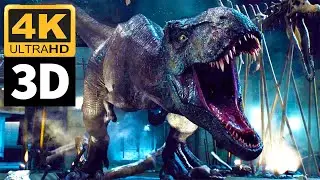 Jurassic World 3D - T-Rex Fight Scene (4K 3D SBS 60fps)