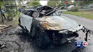 Lamborghini SUV goes airborne, hits roof of Fort Lauderdale duplex and flips over in fiery crash