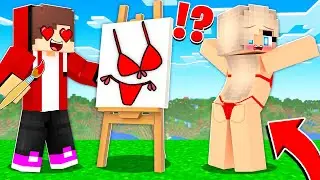 JJ Use DRAWING MOD for PRANK GIRL WOMAN SWIMSUIT and Mikey in Minecraft Maizen! Mizen Parody