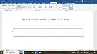 How to highlight column of table in Word doc