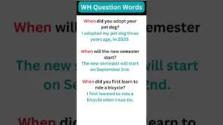 How to Use When | WH Question Words | Question Words with Sentences