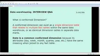 Datawarehousing Fundamentals, Inverview Q&A, conformed DIMENSION