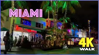 【4K】𝐖𝐀𝐋𝐊 ➜ MIAMI ☘️ Beach 🇺🇸 USA 🇺🇸  4K video 𝐇𝐃𝐑 ! OCEAN DRIVE