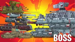 Mega Tanks vs Mega Boss - Infernal Carl-44 Hybrid / Cartoons about tanks