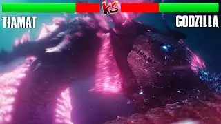 Godzilla Vs Tiamat Battle Scene 4K with Health Bar