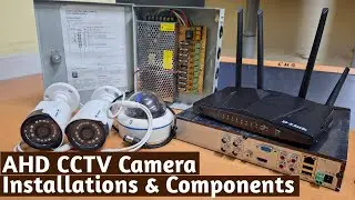 Components needed to setup an AHD cctv camera system.