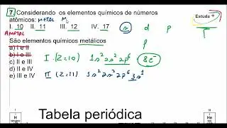 Descobrindo se os elementos são metais ou ametais, com os seus números atômicos.