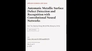 Automatic Metallic Surface Defect Detection and Recognition with Convolutional Neural... | RTCL.TV