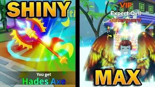 Shiny Eternal Hades Axe and Expert Qi 2 in Weapon Fighting Simulator Roblox