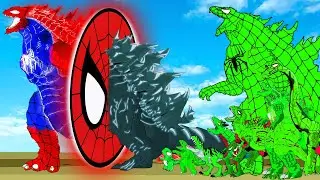 ALL SPIDER MAN GODZILLA RADIATION VS SHIN GODZILLA, DINOSAURS, KING KONG:  Funny Godzilla Cartoons