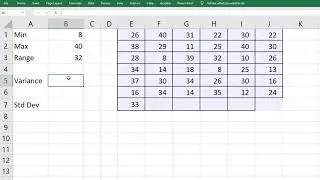 Range, Variance, Standard Deviation in Excel