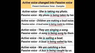 active voice changed into passive voice present continuous tense examples