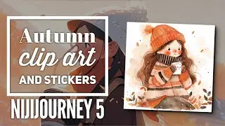 Niji journey prompt for autumn clip art and stickers