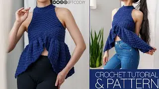 How to Crochet: Mock Neck Peplum Top | Pattern & Tutorial DIY