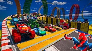 GTAV SPIDER - MAN 2 🎃🪂, FIVE NIGHTS AT FREDDY'S 🍿, POPPY PLAYTIME 3 Join in Epic New Stunt Racing🎢🏆💥