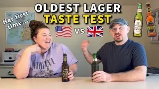 Americans Try Oldest US vs UK Lagers - Yuengling vs Wrexham + Bonus British Beer Taste Test