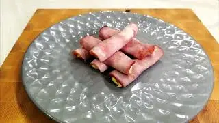 РУЛЕТИКИ ИЗ ВЕТЧИНЫ С СЫРОМ И ЧЕСНОКОМ. ПРОСТАЯ И ОЧЕНЬ ВКУСНАЯ ЗАКУСКА