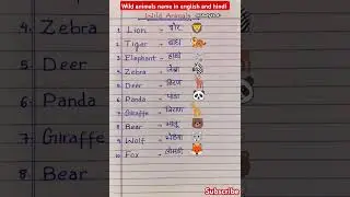 Wild animals name l 10 wild animals name in english and hindi l animal name l wild animals