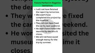 Future Perfect In Negative Sentences | Tenses In English Grammar