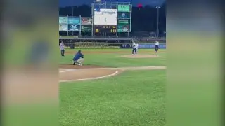 Boy with rare genetic disease throws out first pitch at Railriders game