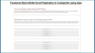 Facebook Style Infinite Scroll Pagination in Codeigniter using Ajax