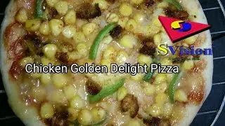 How to make Chicken Golden Delight Pizza - step by step in Microwave Oven