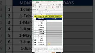 Find Number of Days in Months in #microsoft #excel #msexcel #shorts #computer #education #tricks